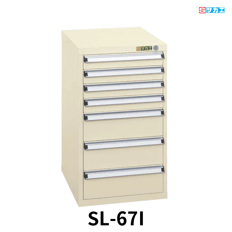 サカエ スモールキャビネット 軽量 引き出し H120mm:3段/H60mm:4段 7段 W390×D400×H660mm アイボリー